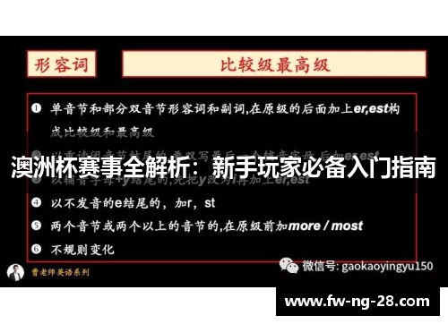 澳洲杯赛事全解析：新手玩家必备入门指南